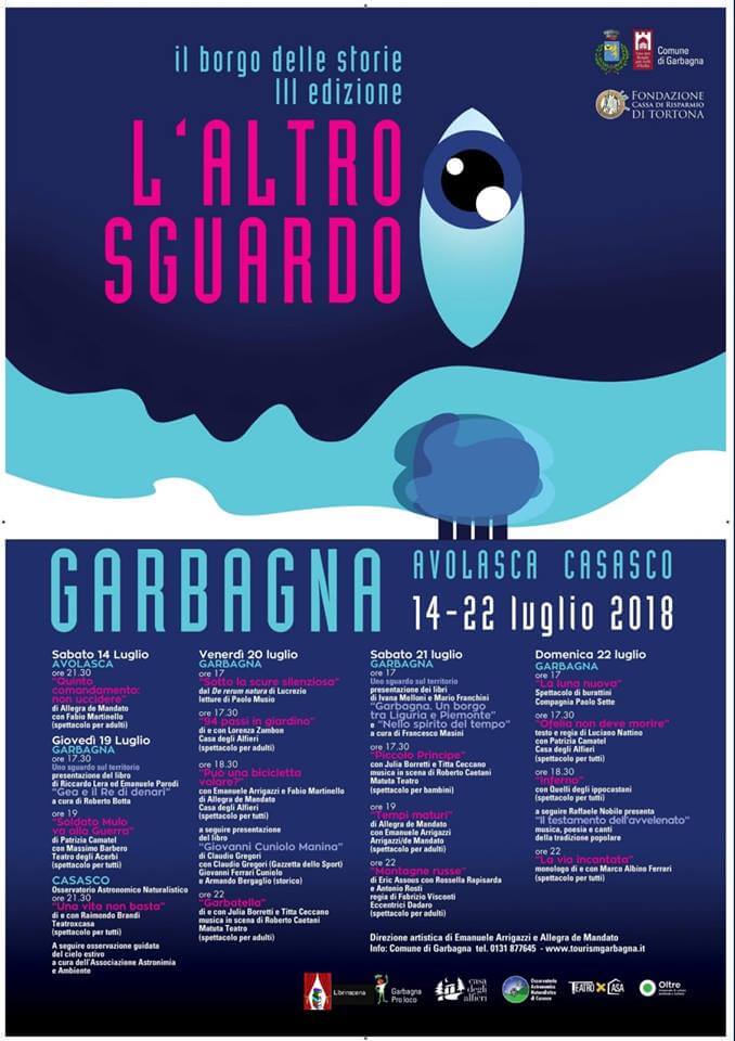 Programma del Festival teatrale di Garbagna dal 18 al 22 luglio 2018